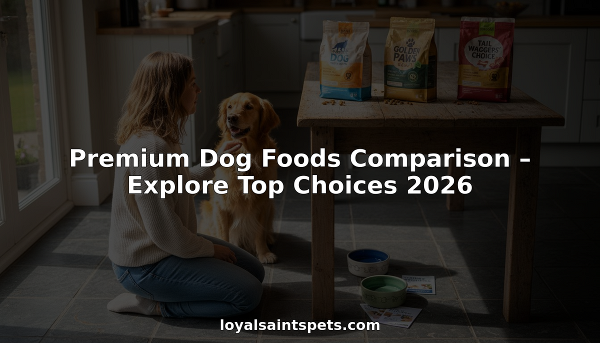 Dog owner comparing premium dog food brands