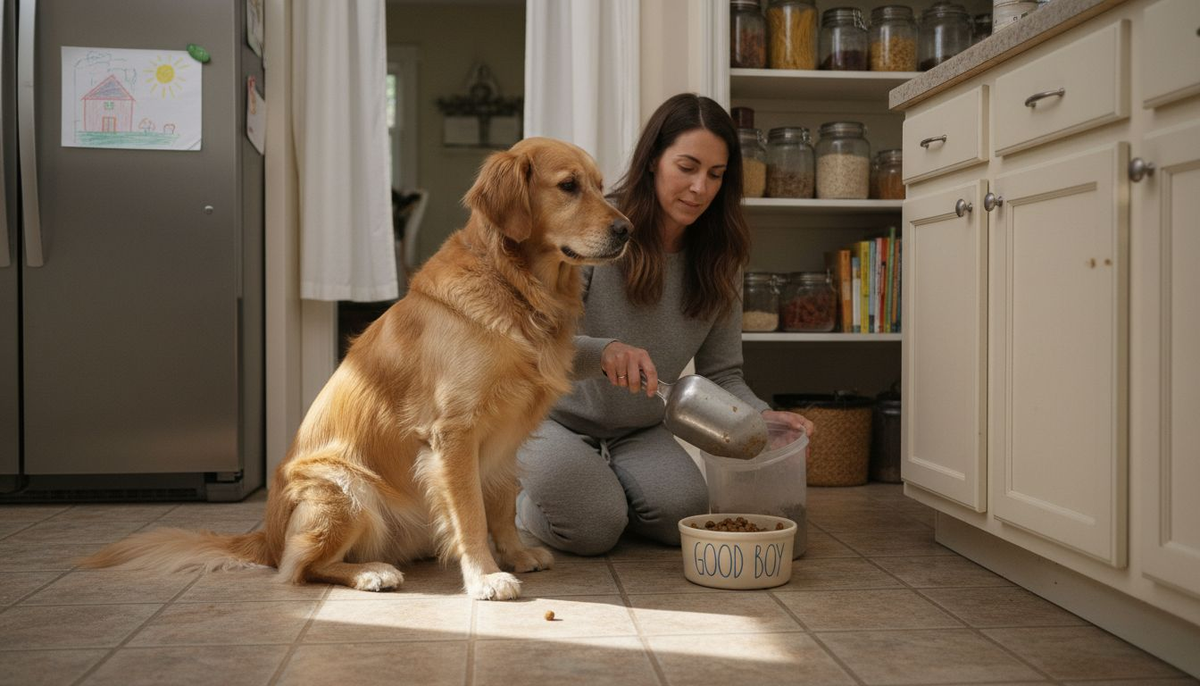 Dog waiting for healthy homemade pet food