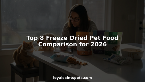 Pet owner comparing freeze dried pet food