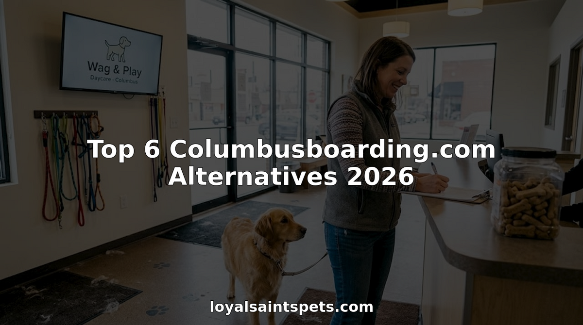 Dog and owner check in at daycare front desk