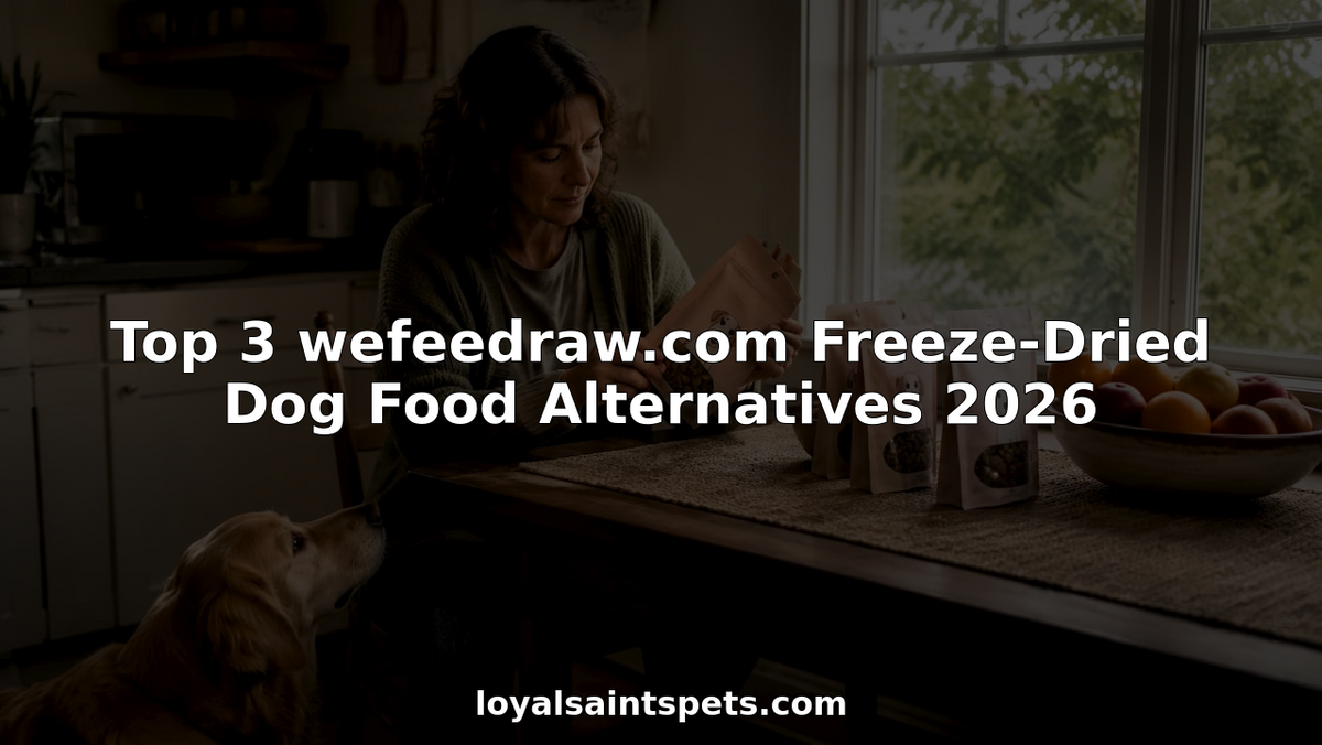 Woman selecting freeze-dried dog food alternatives with her dog