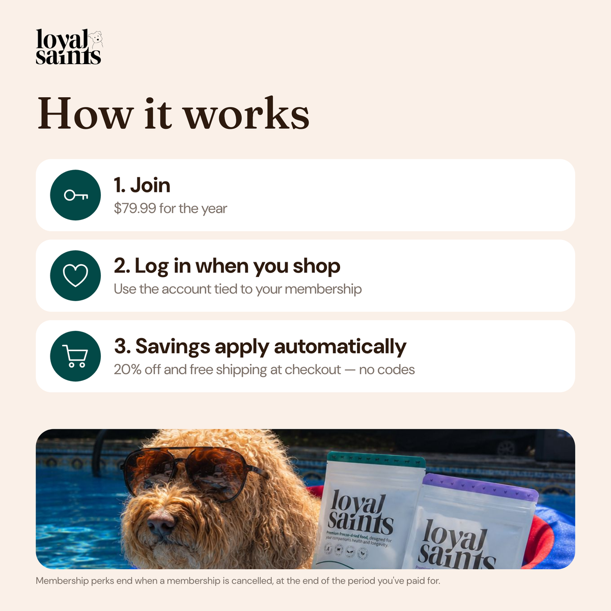 How the Halo Club works: join, log in when you shop, savings apply automatically at checkout